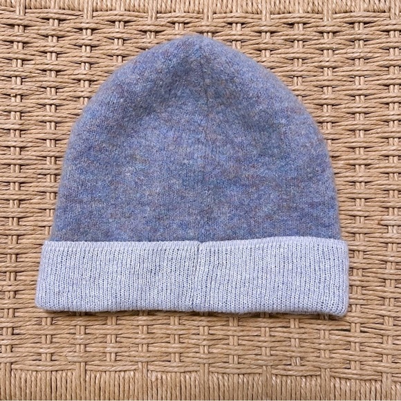 Club Monaco Wool Mohair Alpaca Beanie Purple Grey Melange Luxury Hat OSFA - Picture 2 of 4